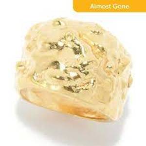 SIZE 7 Rings Golden Odyssey 14K Gold Plated Coral Texture Domed Ring & Golden Odyssey Choice of Plating Shema Prayer Charm Band Ring
