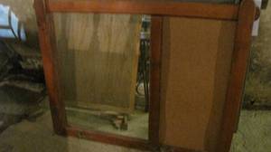 lot 88 image: Wood framed split mirror and corkboard