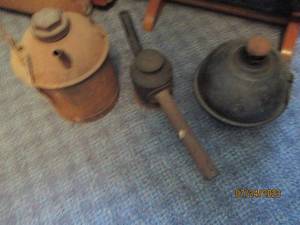lot 198 image: Antique cylinder torch and Antique lantern torch