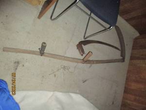 lot 219 image: Antique wood handled scythe and blade