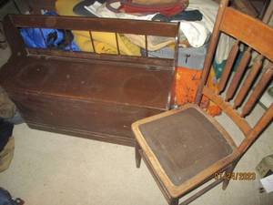 lot 223 image: Antique wood slat-back chair
