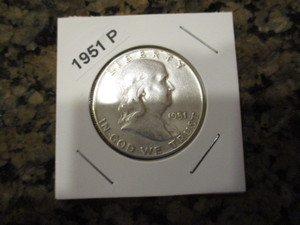 lot 26 image: 1951-P Franklin Silver Half Dollar