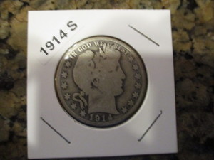 lot 46 image: 1914-S Barber Silver Half Dollar