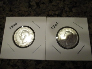 lot 57 image: 1940 and 1941 (War Years) Canadian Silver Quarters