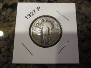 lot 61 image: 1927-P Standing Liberty Silver Quarter - Better than average condition for this type of Quarter