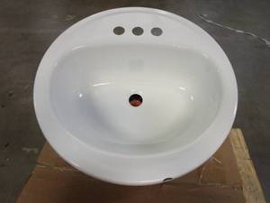 lot 66 image: Bootz Industries Laurel 19 Round Drop-In Bathroom Sink in White - Enamel Chip on Front