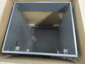 lot 73 image: Glacier Bay All-in-One Stainless Steel 24 in Laundry Sink with Faucet and Storage Cabinet in Dark Gray, Slight Scratches on inside.