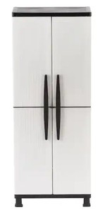 lot 82 image: HDX 221874 Plastic Freestanding Garage Cabinet in Gray (27 in. W x 68 in. H x 15 in. D) - OPEN BOX