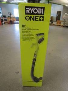 lot 89 image: RYOBI ONE 18V 10 in. Cordless Battery String Trimmer and Edger with Battery and Charger, WORKS, LIKE NEW