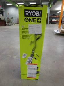 lot 103 image: RYOBI ONE 18V 10 in. Cordless Battery String Trimmer and Edger (Tool Only) - NEW WORKS.