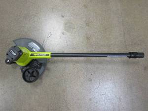 lot 105 image: RYOBI ONE 18V 9 in. Cordless Battery Edger Head Attachment (Tool Only), Works With The Ryobi 18v One System, LIKE NEW, WORKS, NEVER USED.