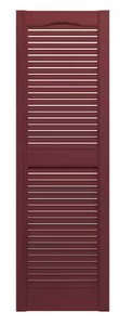 lot 135 image: Builders Edge 14.5 in. x 60 in. Louvered Vinyl Exterior Shutters Pair in Wineberry