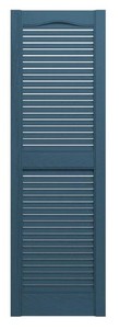 lot 137 image: Builders Edge 14.5 in. x 39 in. Louvered Vinyl Exterior Shutters Pair in Classic Blue