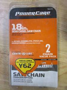 lot 182 image: Powercare 18 in. Y62 Semi Chisel Chainsaw Chain (2-Pack)