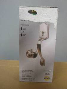 lot 213 image: Defiant Castle Satin Nickel Entrance Door Handleset with Hartford Interior Knob