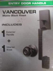 lot 211 image: Defiant Vancouver Matte Black Entrance Door Handleset with Hartford Interior Knob