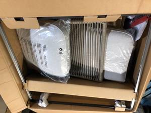 lot 36 image: Hampton Bay Haymont 3-Piece Steel Wicker Outdoor Bistro Set with Beige Cushions Customer Returns See Pictures