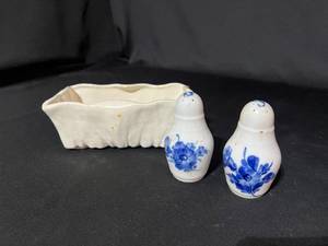 McCoy Loaf Pan & Royal Copenhagen Blue Salt & Pepper Shakers