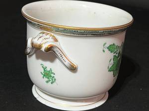 Herend Chinese Bouquet Green Cache Pot Urn Dish