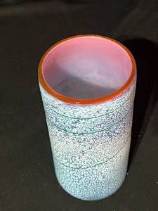 Taylor Backes Modernist Cylinder Art Glass Vase