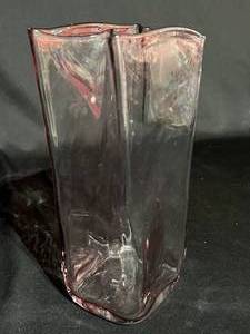 1960s Purple Amethyst Blenko Glass Paper Bag Vase