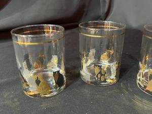 Mid Century Set of 4 Culver Cat Glasses