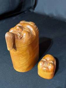 Carved Cypress Japanese Noh Theater masks ( Face Boxes )