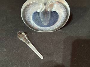 Blue Art Glass Heart Shaped Perfume Bottle by Michael Nourot