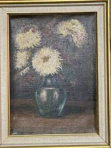 Oil on Canvas Still Life Painting of Flowers Chrysanthemum
