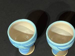 Pair of Blue Glazed Goblets by J.T. Abernathy