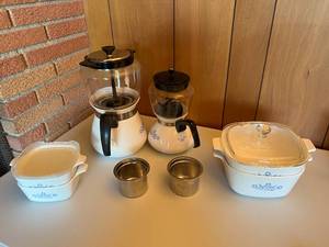 Vintage Corning Ware Coffee Makers Pots and Bakeware Dishes