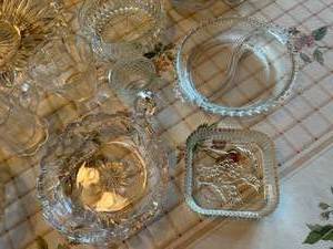 Lot of Glass and Cut Glass Serving Dishes