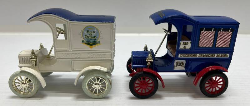 lot 52 image: Two Ertl Collectibles Die-Cast Metal Banks ( No Boxes ) 1 ( Field Of Dreams ) 1905 Fords First Delivery Car 1 ( U.S. Mail ) 1905 Fords First Delivery Car