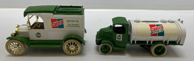 lot 2 image: Two Ertl Collectibles Die-Cast Metal Banks 1 1987 ( Castrol ) 1926 Mack Bulldog 1 1987 ( Castrol ) 1913 Model T Van