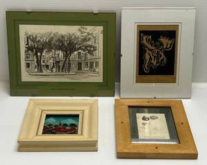 lot 110 image: Group Of Misc. Small Framed Behind Glass Wall Art