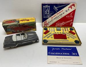 lot 142 image: 1950s Junior Mechanic Construction Set & Minister Delux Friction Car In Original Box