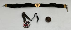 lot 209 image: Antique Masonic Watch Fob & Military Medals 1 (VERY RARE) 1905 Copyright