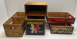 lot 218 image: Misc. Wood Crates Some With Advertisement Including Coca-Cola And More