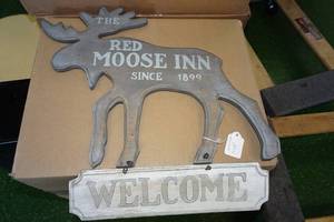 Wood Moose Theme Welcome Sign