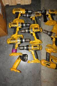 Assorted DeWalt Drills and Flashlights