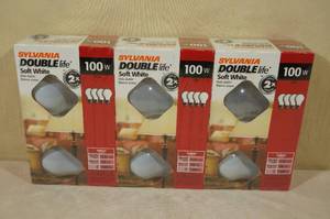 3 4-Packs Sylania Double Life Soft White 100w Bulbs