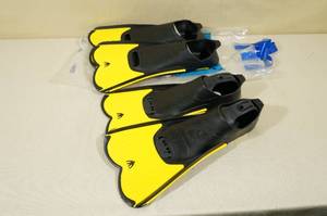 2 Sets Cressi Yellow Travel Size Fins -Sizes 78 & 8.5-9.5