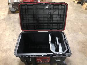 Husky 23 in. 50 Gal. Black Rolling Toolbox with Keyed Lock and Portable Hand Tool Tray Customer Returns See Pictures