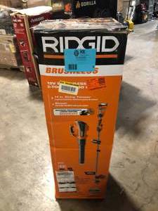 RIDGID 18V Brushless 14 in. Cordless Battery String Trimmer and Leaf Blower 2-Tool Combo Kit Customer Returns See Pictures