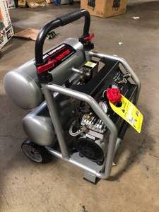 Husky 4.5 Gal. Portable Electric-Powered Silent Air Compressor   Customer Returns See Pictures