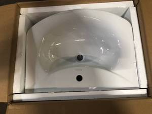 Swiss Madison Modern White Ceramic Rectangular Chateau Pedestal Bathroom Vessel Sink with Round Single Faucet Hole  Customer Returns See Pictures