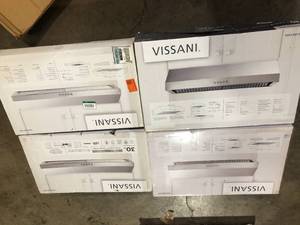 Lot of 4  Vissani Caprelo 30 in. 320 CFM Convertible Under Cabinet Range Hood in Stainless Steel with LED Lighting and Charcoal Filter    Customer Returns See Pictures