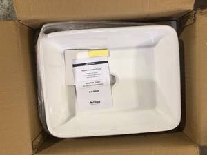 KRAUS Rectangular Ceramic Vessel Bathroom Sink in White Customer Returns See Pictures