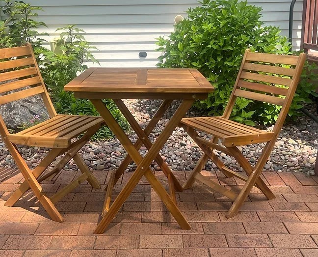 lot 408 image: NEW Patio Wise Square Space Saver Folding Bistro Table