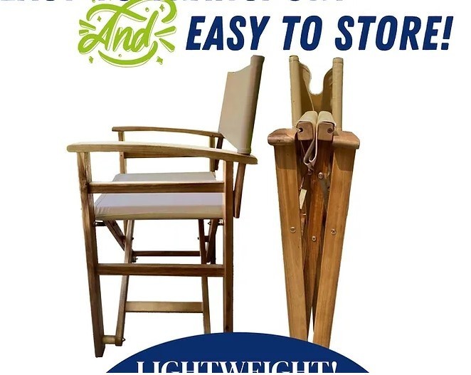 lot 407 image: NEW Patio Wise Classic Wooden Folding Directors Chair